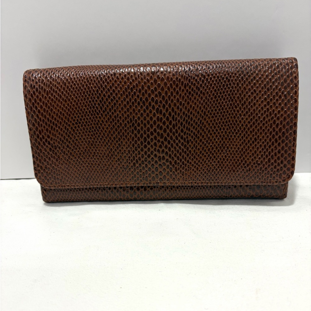 Vintage Brown Textured Wallet Snake Skin Style
